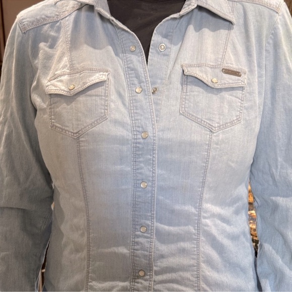 Guess Blue Denim Button-Up Shirt - Picture 15 of 16